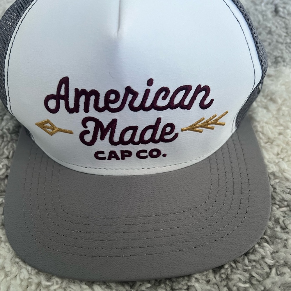 American Made Cap Co. White and Black Trucker Hat